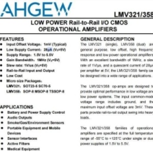 LMV321、LMV358：低功耗轨到轨输入输出 CMOS 运算放大器